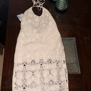Lace halter midi dress